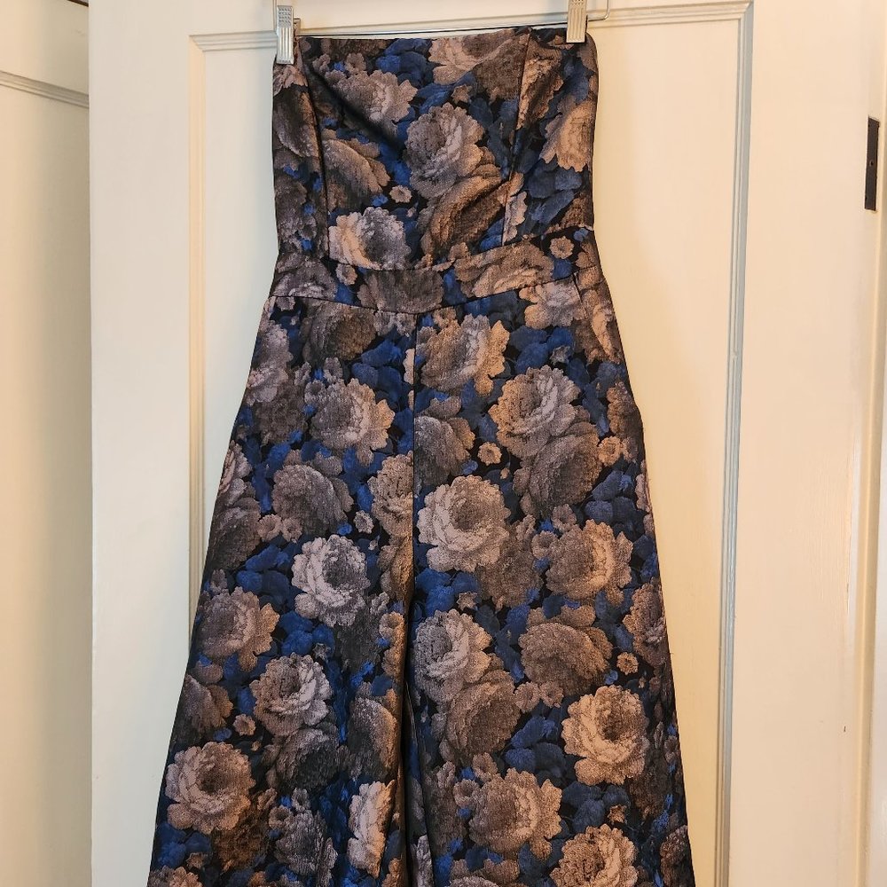 ANTHROPOLOGIE GREYLIN JACQUARD STRAPLESS JUMPSUIT  - Size Small